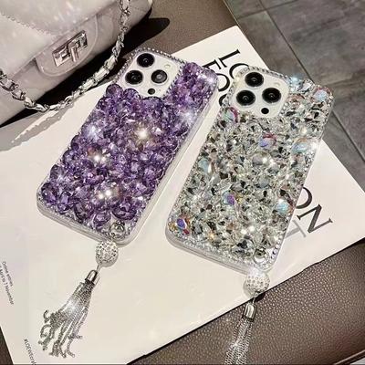 Full Diamond Tassel Is Suitable for Apple 16 Mobile Phone Case, Luxury Premium Apple 16PROMAX Mobile Phone Case, Rhinestone 16PRO.