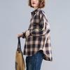1116 large size women's clothing 55.5 kg fat mm versatile loose and thin cardigan plaid shirt jacket