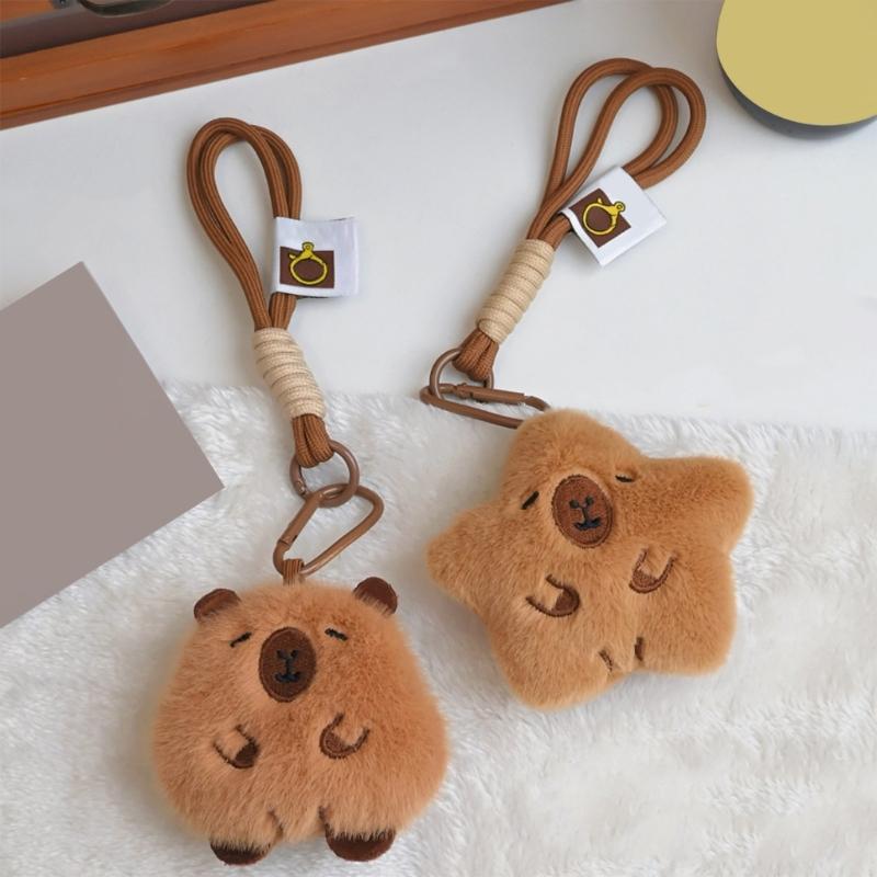 Plush Pufferfish Keychain Pendant with Lanyard Cartoon Animal Bag Charm Keyring Decoration Accessories for Women Girl
