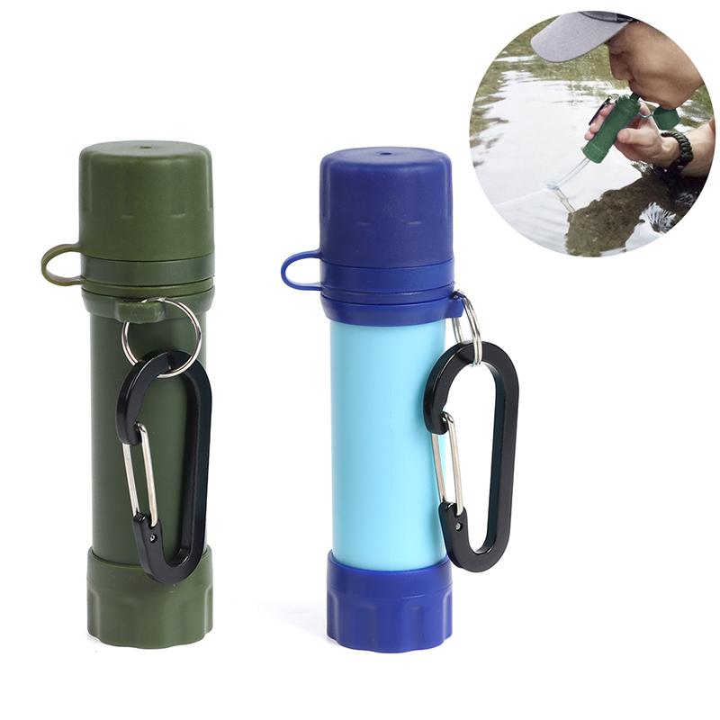 Draagbare Survival Waterfilter Rietje Zuiveraar Fles Kamperen Noodgeval Buiten