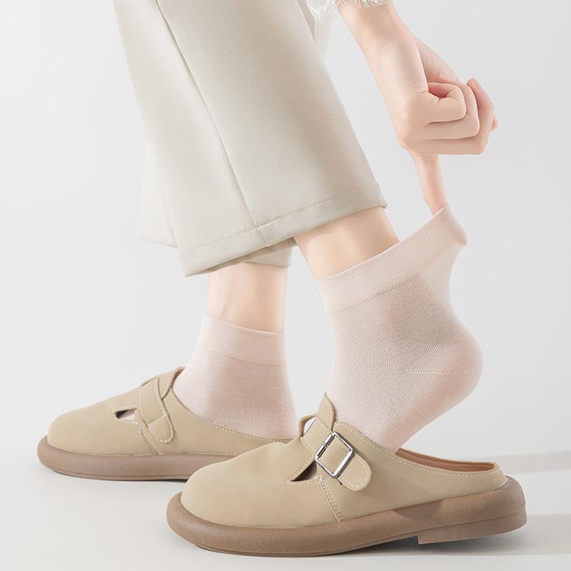 Female Summer Thin Pure Color Breathable Leisure All Match Short Tube Sock