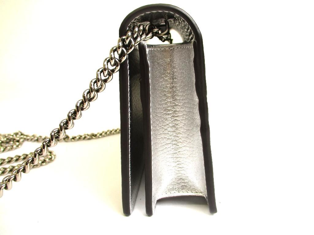 Authentische GUCCI GG Marmont Geldbörse mit Kette Silbernes Leder H/W Umhängetasche Tasche #b053 Vom Verkäufer überholt