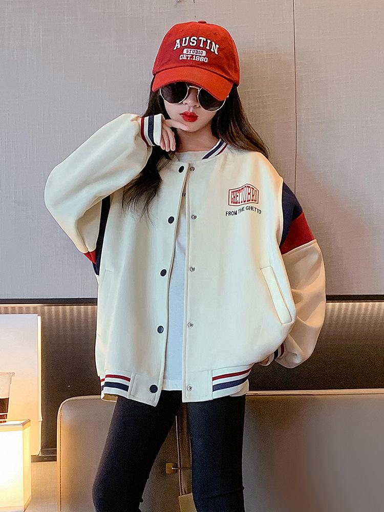 Girls' Fashionable Baseball Jacket - Autumn 2025 Collection: Stylish Children's Spring/Autumn Outerwear for Big Kids