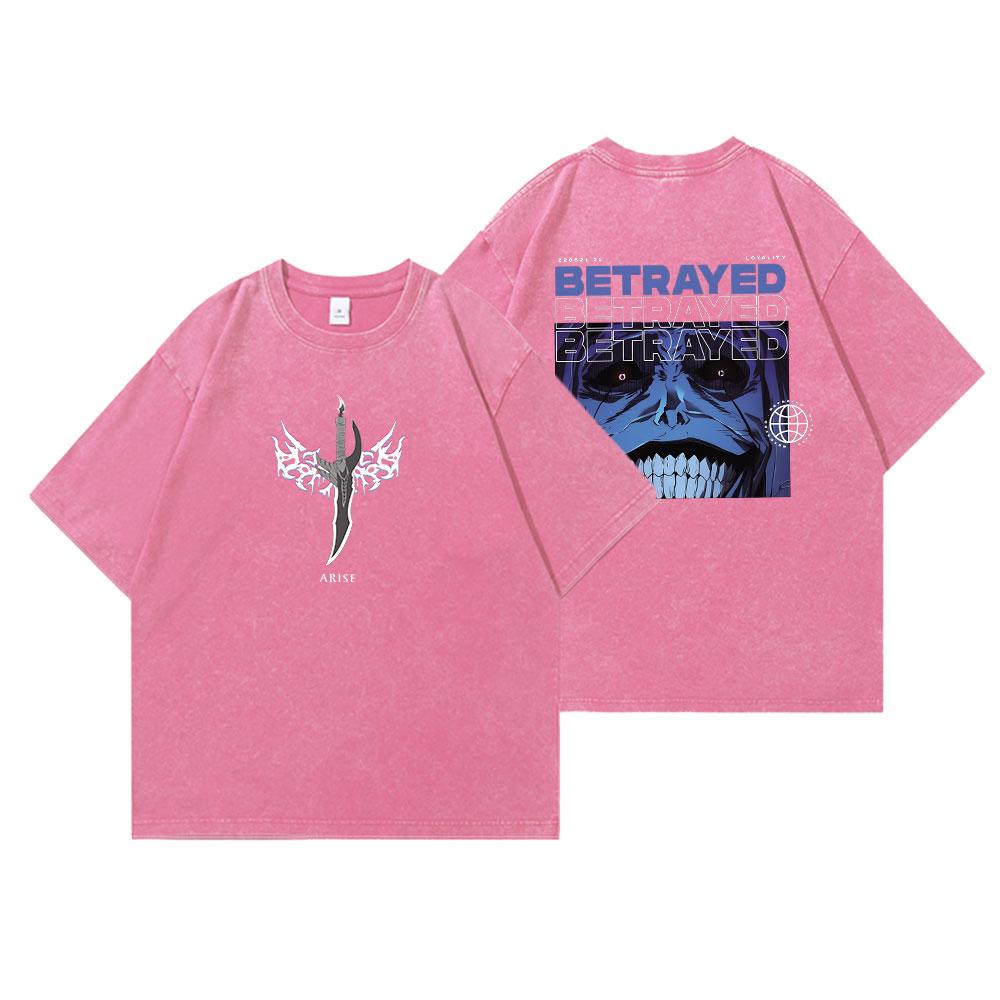 Anime Solo Leveling Potisk Vintage Prané Tričko Harajuku Grafické Pánské Dámské Letní Tričko Ležérní Bavlněné Volné Top