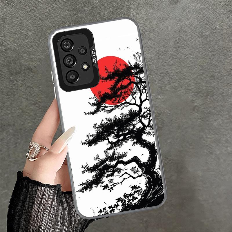 Japanese Minimalist Pine Tree Soft Phone Case for Samsung A17 A16 A15 A14 A13 A57 A56 A55 A54 A53 A37 A36 A35 A34 A33 A26 A25 A2