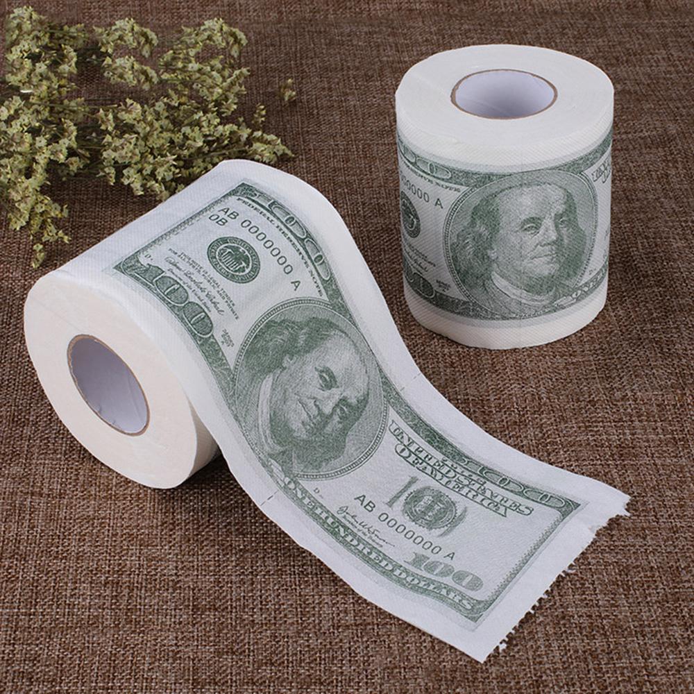 Funny One Hundred Dollar Bill Toilet Roll Paper Money Roll $100 Novel Gift 2Ply Paper Towels Tissue Bathroom Supplies