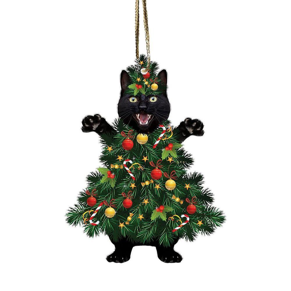 Decorative Xmas Black Cat Pendant Acrylic Black Cat Car Pendant  Festival Party