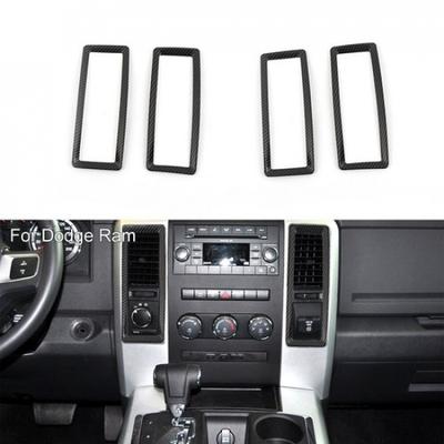 Kohlefaser-Konsolen-Lüftungsgitter-Auslass-Abdeckung Zierrahmen für Dodge Ram 1500 2010-12