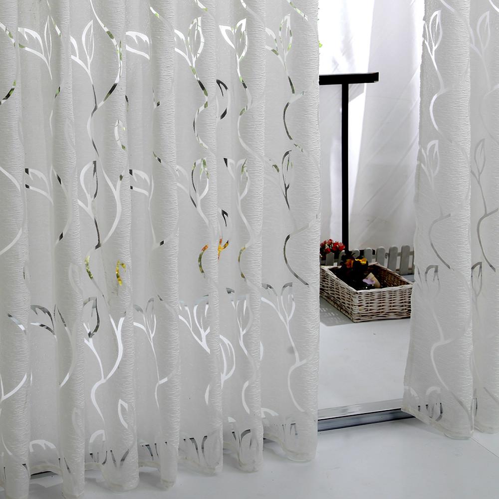 1 PCS Vines Leaves Tulle Door Window Curtain Drape Panel Sheer Scarf Valances