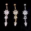 9Pcs/Set Sexy Dangling Navel Belly Button Rings Belly Piercing Crystal