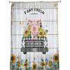 Farm Fresh Sunflower Pig Wood Plank Texture Sheer Curtains for Living Room Modern Bedroom Voile Tulle Curtain Window Drapes