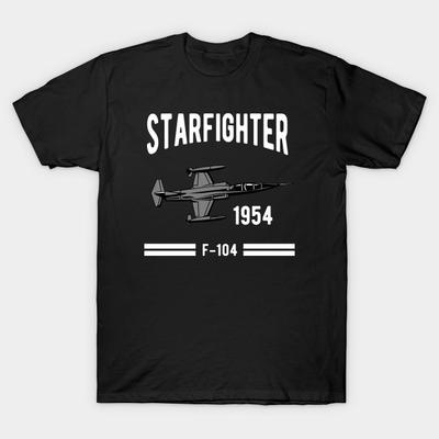 Asian Size Men Print T-shirt F-104 Starfighter Military Aircraft No-Cut Heat Transfer Print Cotton Tshirt