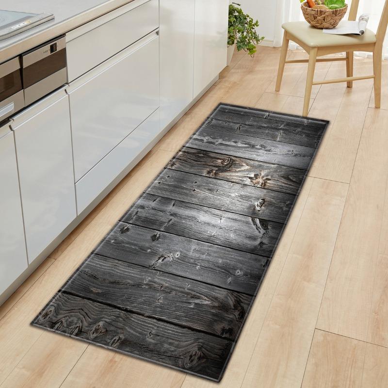 Long Mat Vintage Wood Grain Collage Anti Slip Floor Mat Soft Wear Resistant Suitable for Kitchen Hallway Decor