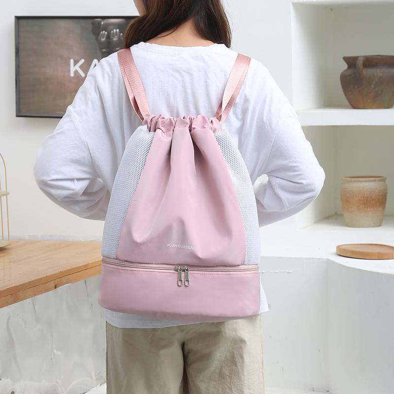 Lightweight Durable Oxford Drawstring Backpack Casual Fitness Gym Bag with Shoes Compartment Fashionable School Sports Bag