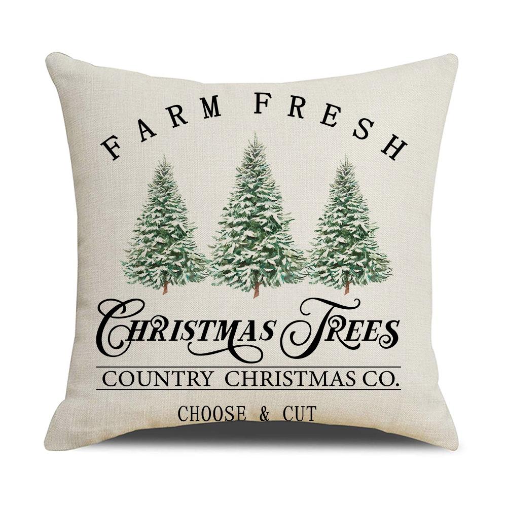 Letter Christmas Pillow Nordic Style Cushion Linen Print Colorful Bedside Pillow