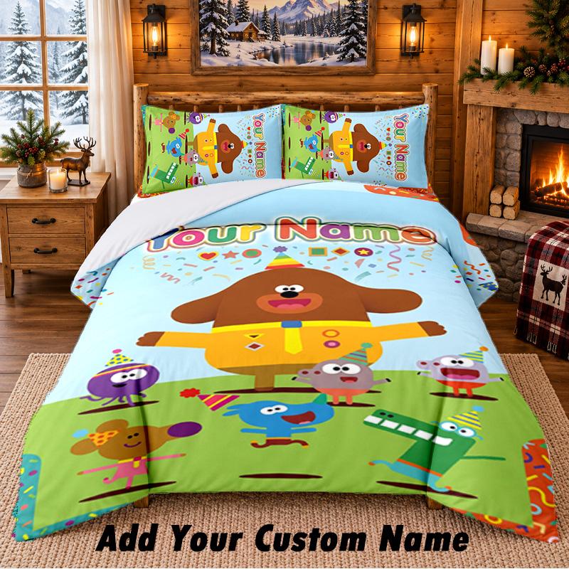 Hey Duggee Custom Name 3Pcs Bedding Set 1 Bed Sheet 2 Pillowcases Bedroom Home Decor