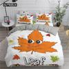 Підодіяльник Maple Leaf King Queen Прекрасний помаранчевий комплект постільної білизни з мультяшним листям для хлопчиків Тропічна рослина 2/3 шт. Поліестерова ковдра