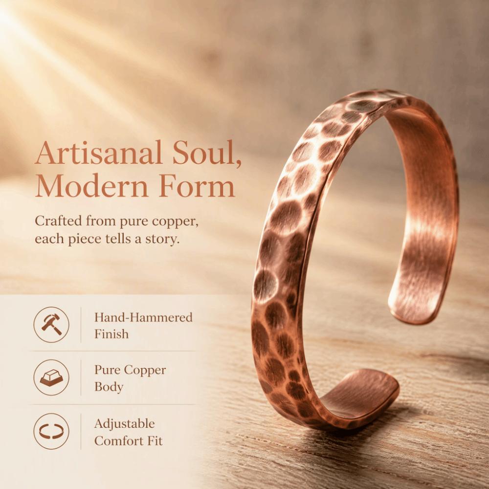Waterproof Cuff Bangle Adjustable Wrist Band Classic Copper Open Bracelets Gifts