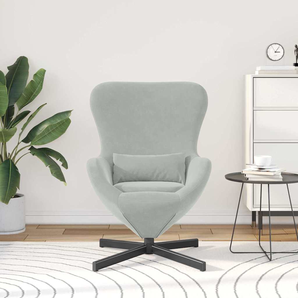Egg Chair Light Grey 63 x 73 x 90 cm Velvet