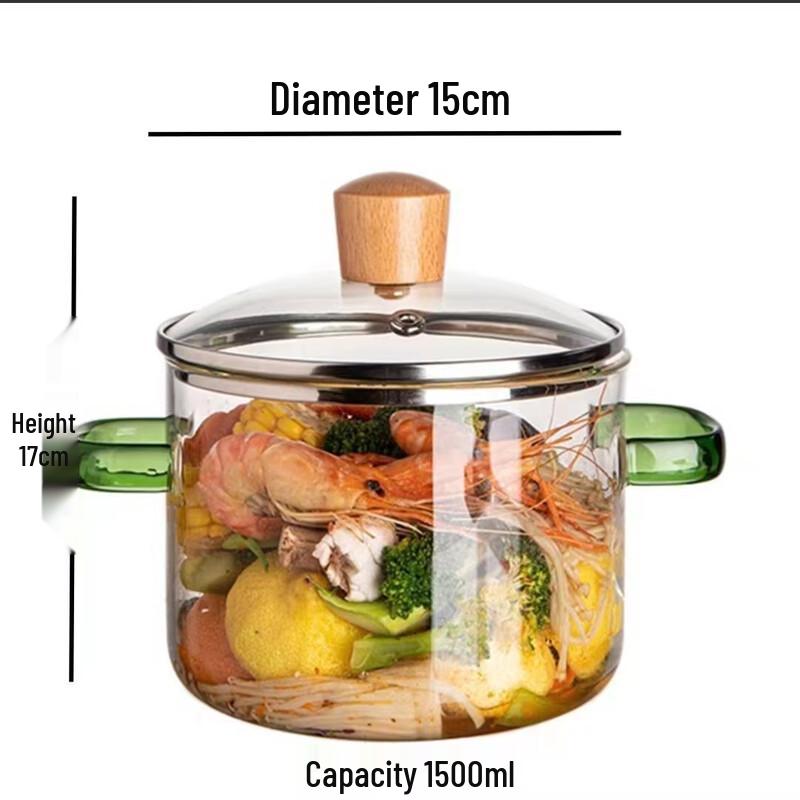 Ailanhui Jia WJ Heat-Resistant Glass Cooking Pot 1500ml