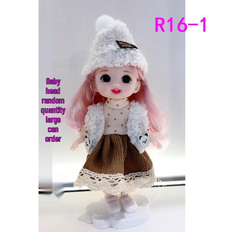 16cm 8-Point BJD Princess Doll with Denim Wedding Dress & Accessories - 6" Dress-Up OB11 Clothes, Tops, and Shorts