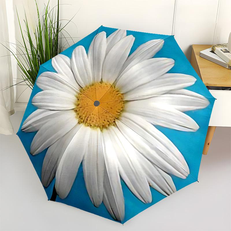 1pc Daisy Flower Folding Umbrella | Elegant Design, Fashionable Accessory, Durable Construction, Sturdy Ribs yy251107090