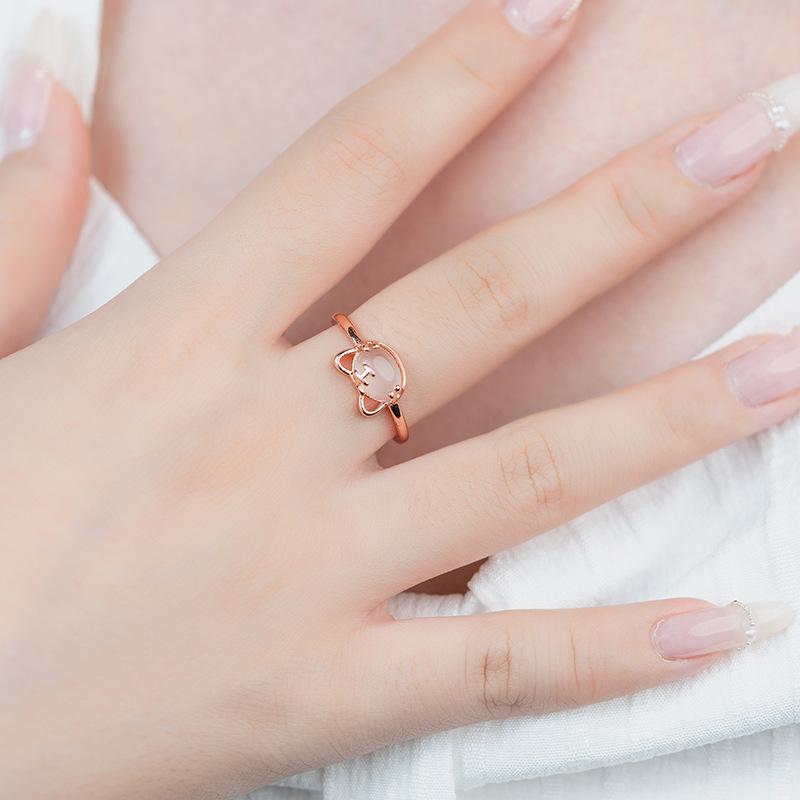 Chalcedony Little Tiger Ring Female Tiger Year Transit Natal Year Zodiac Tiger Head Index Finger Ring