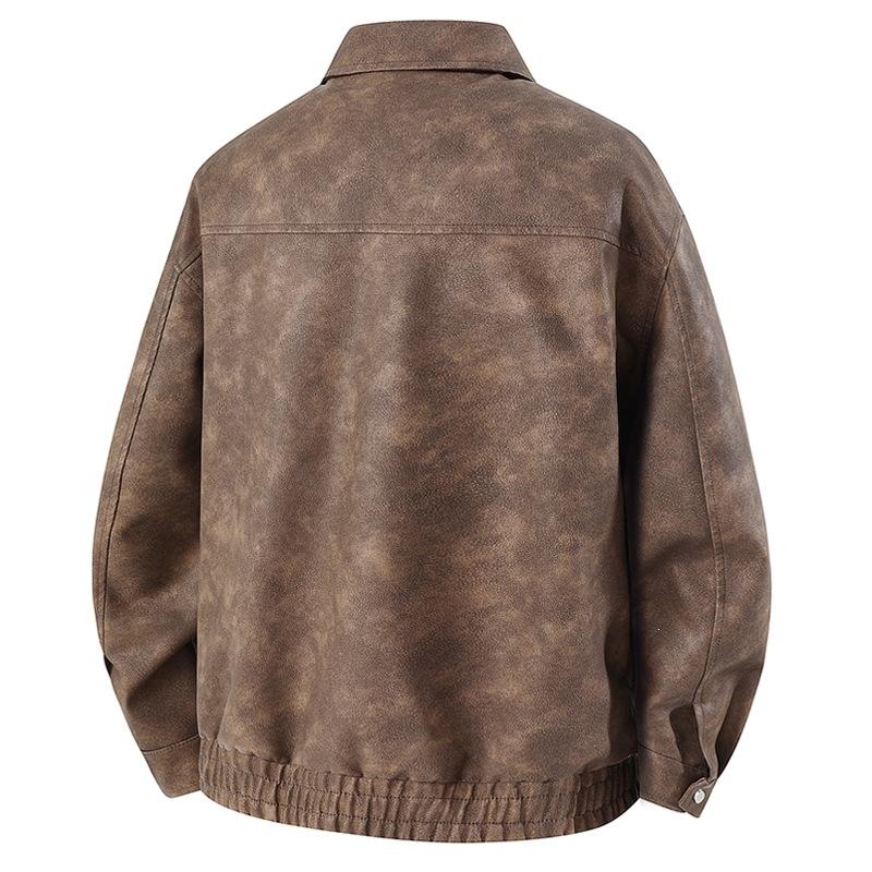 Large size jacket men's pu men's leather jacket men's suede fat man's lapel jacket men's wide leather jacket men's