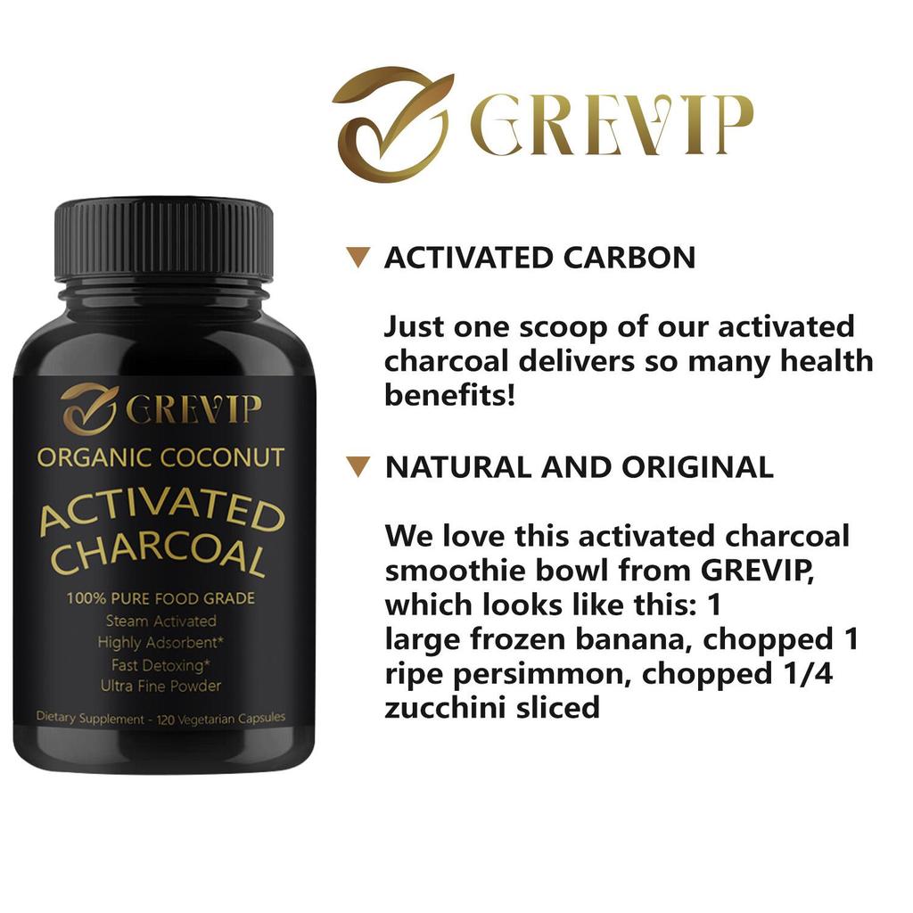 Organic coconut charcoal capsules, coconut shell charcoal, nutritional supplement, all-natural, suitable for adults.