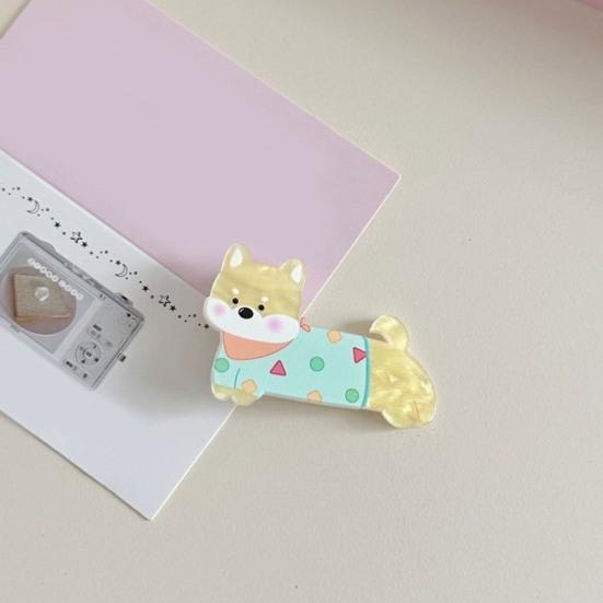 5Pcs Girl Hairpin Macaron Color Matching Acrylic Cute Puppy Shape Hair Clips Stable Hair-Free Clip Hair Styling Tool
