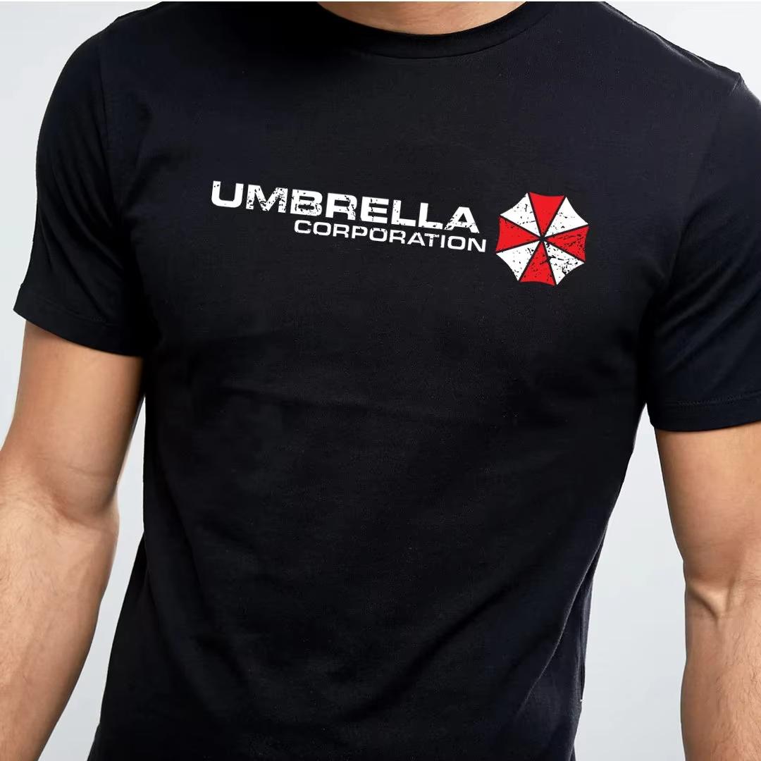 Resident Evil Umbrella Corporation logo graphics 100Cotton unisex shirt 2026 Summer New Mens fashion Y2k Short sleeve Tshirt S