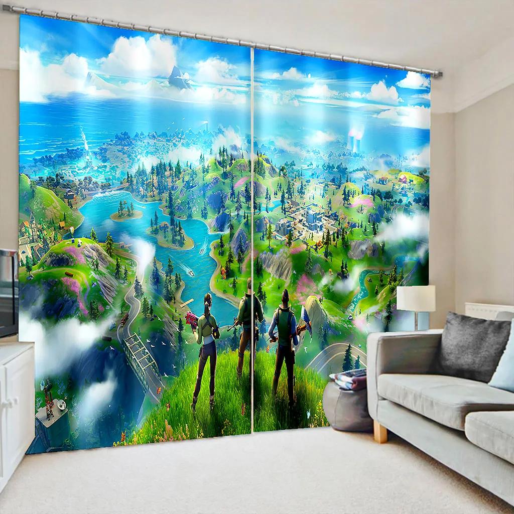 Nature Seagull Scenery Sea Forest Sky Beach Window Curtains For Living Room Kids Bedroom Bathroom Kicthen Door Home Decor2Pcs