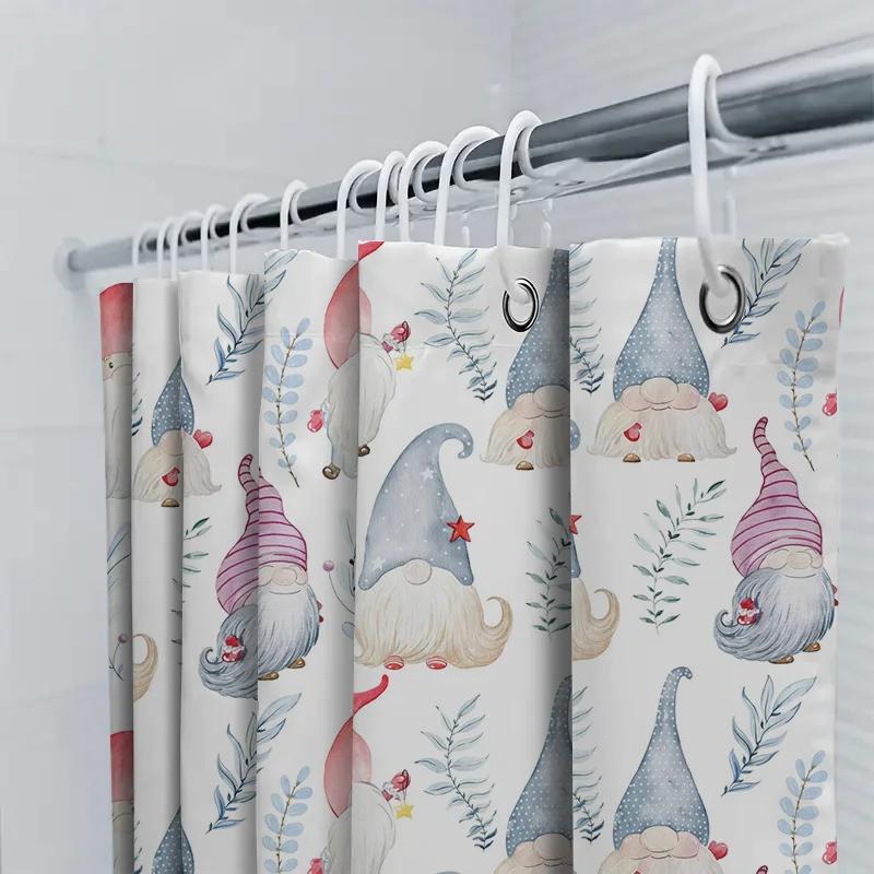Watercolor Gnomes Shower Curtain Nordic Style Home Decor Waterproof Fabric Bathroom Accessories For Kids Room Decoration Pink Wh