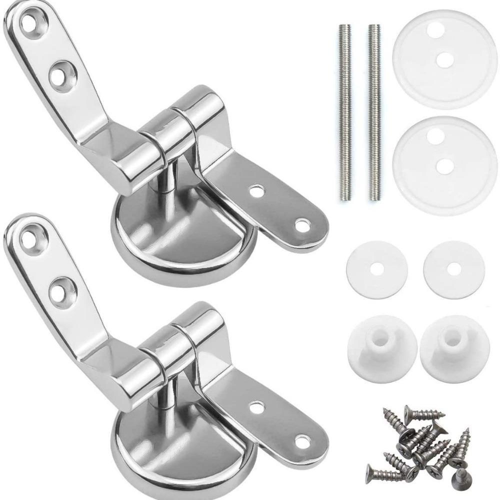 Chrome Zinc Alloy Toilet Seat Hinges Replacement Set Universal Heavy Duty Mounting Hardware One Pair Bathroom Fittings