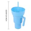 1000ml Popcorn Beverage Cup Multifunction Stadium Tumbler Snack Cup and Bowl Combo Leak-Proof with Straw & Handle for Kids Adult
