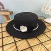 Xiaoxiangfeng flat top elegant straw hat women's spring and summer new beach hat flat brim sun protection wide edge shading versatile top hat tide