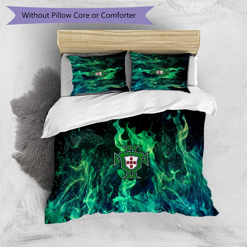 Portugal Football Printed Bedding 3 Piece Set Cozy Breathable Bed Cover Set As Housewarming Holiday Gift