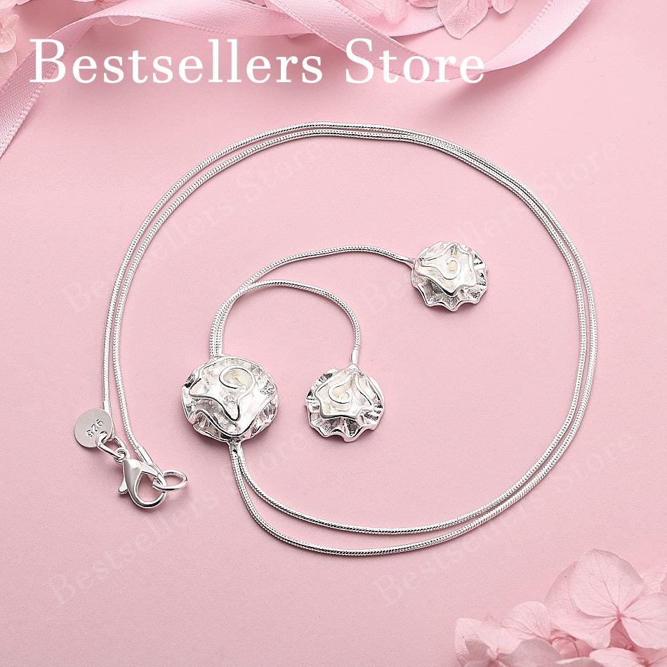 925 Sterling Silver Exquisite Rose Flower Necklace Women Fashion Party Favor Wedding Accessories
