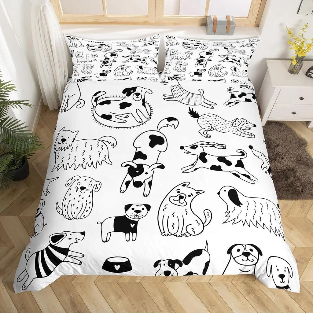 3D Print Dog Paw Print Bedding Set King Purple Galaxy Puppy Footprint Duvet Cover Pets Animal Themed Quilt Cover Set