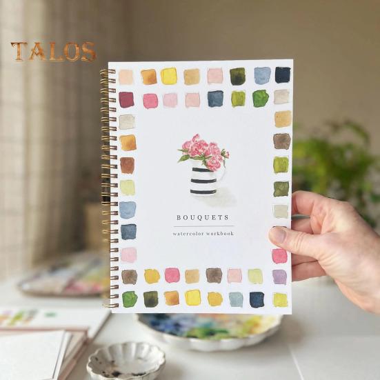 Watercolor Workbook 24 Colors Watercolor Painting Set with Brushes Spiral-Bound Water Coloring Book Art Craft Gifts for Beginners