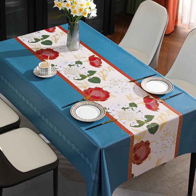 National Color And Natural Fragrance Tablecloth Waterproof And Oil-Proof Leave-In Chinese Classical Pvc Tablecloth Dining Table Mat