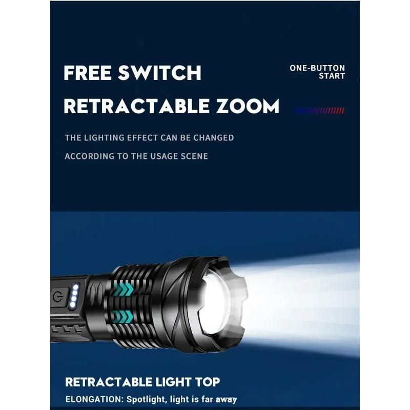 Strong Light Flashlight with Fast Typ-c Charging for Outdoor Lighting, Clear Laser Flashlight with Cob Warning Side Work Light