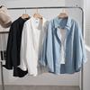 Chemise Femme Col Pointu Manches Longues Coupe Ample Grande Taille Blouse Décontractée Coton Haut Mode