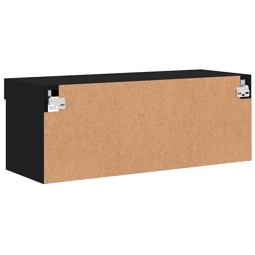 TV Cabinet with LED Lights Black 80 x 30 x 30 cm
