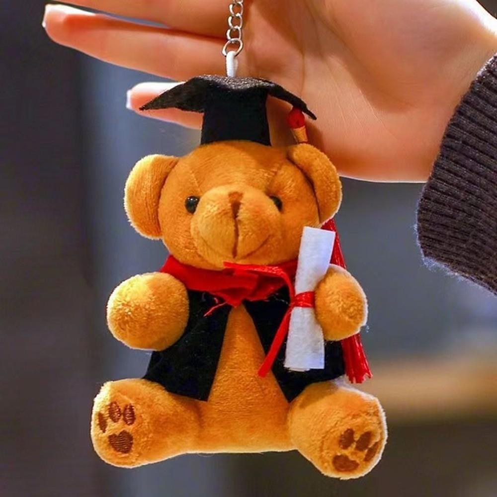 Soft Stuffed Graduation Bear Plush Toy 12cm Bear Pendant Cartoon Dr Bear Doll Desk Decor