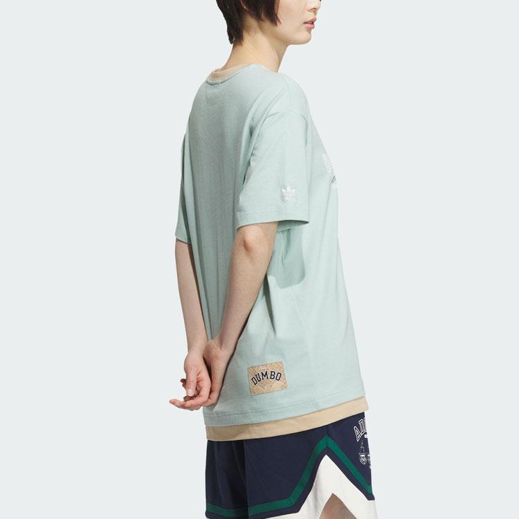 Adidas Originals X Disney Dumbo Sportswear Cartoon Pattern Logo Print Color Block Short Sleeve T-Shirt Unisex Tops Smoke-Green IN1073
