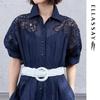 ELLASSAY 2026 Summer French Retro Ramie Embroidered Dress