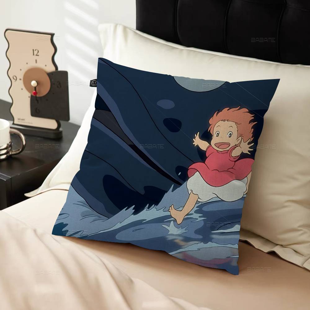 Cute P-Ponyo Movie On The Cliff Cushion Cover Pillowcase Upholstery Sofa Throw Pillow Home Decor Pillowcas