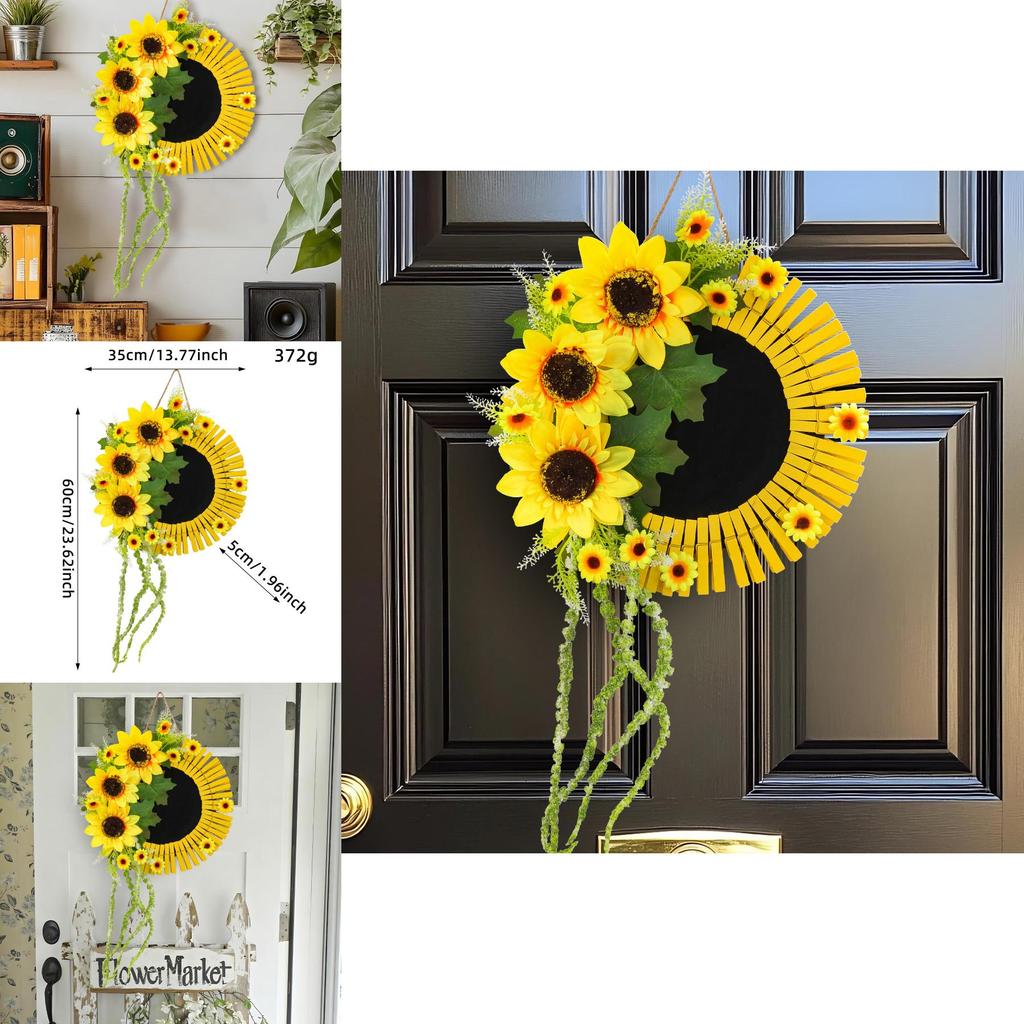 Sunflower Door Sign With Plastic And Polyester Materials For Spring And Autumn