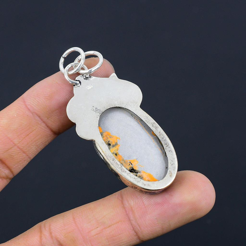 Wedding Gift For Her 925 Silver Natural Bumble Bee Jasper Gemstone Pendant